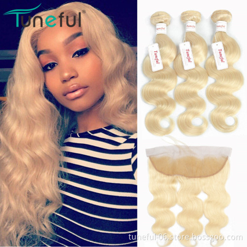 10A Virgin Hair Bundles Can Be Dyed And Bleached Human Hair Bundles With Lace Frontals Deep Wave Hair Bundles With Lace Frontals